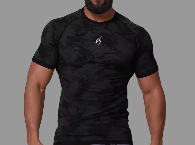 Camiseta deportiva SEAMLESS ORIX VD – Negro camuflaje